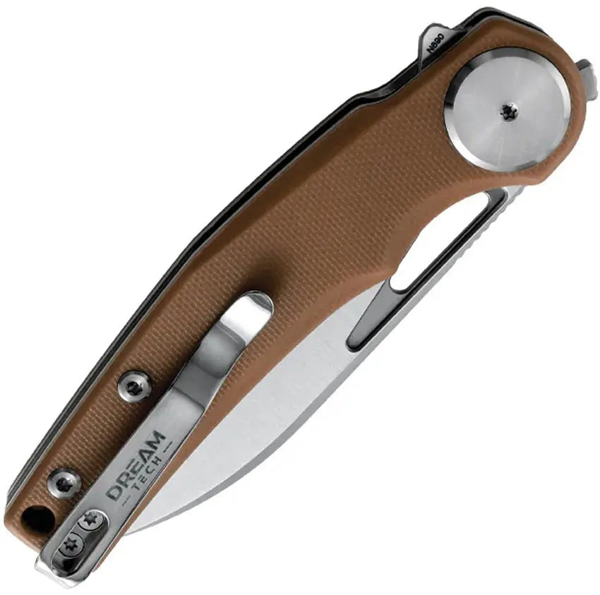 Dreamtech Brown Button Lock Folding Knife Clip & Carry