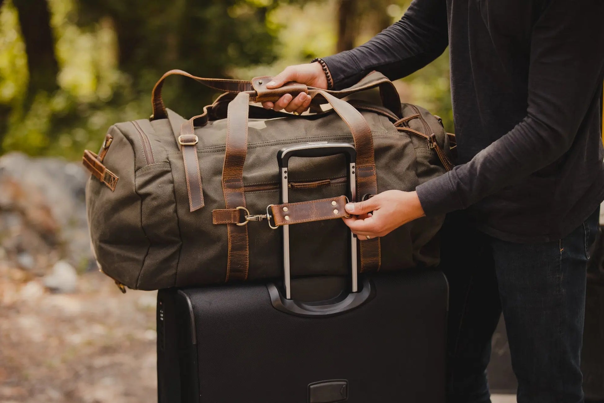 55L Nomad Canvas Duffel Kodiak Leather