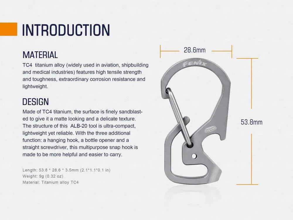 Fenix ALB-20 Multi-Purpose Snap Hook Fenix Store
