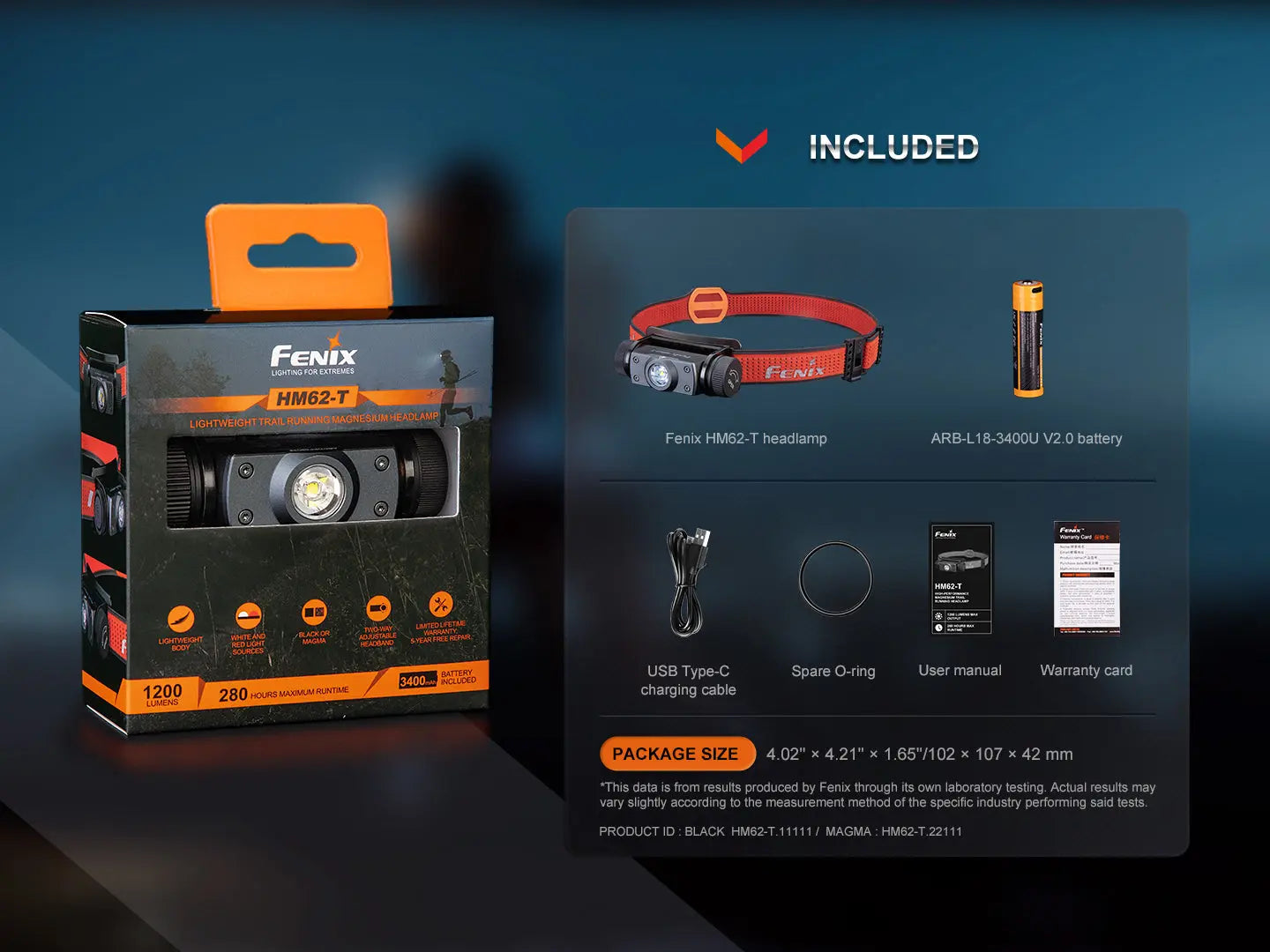 Fenix HM62-T Lightweight Trail Running Headlamp Fenix Store