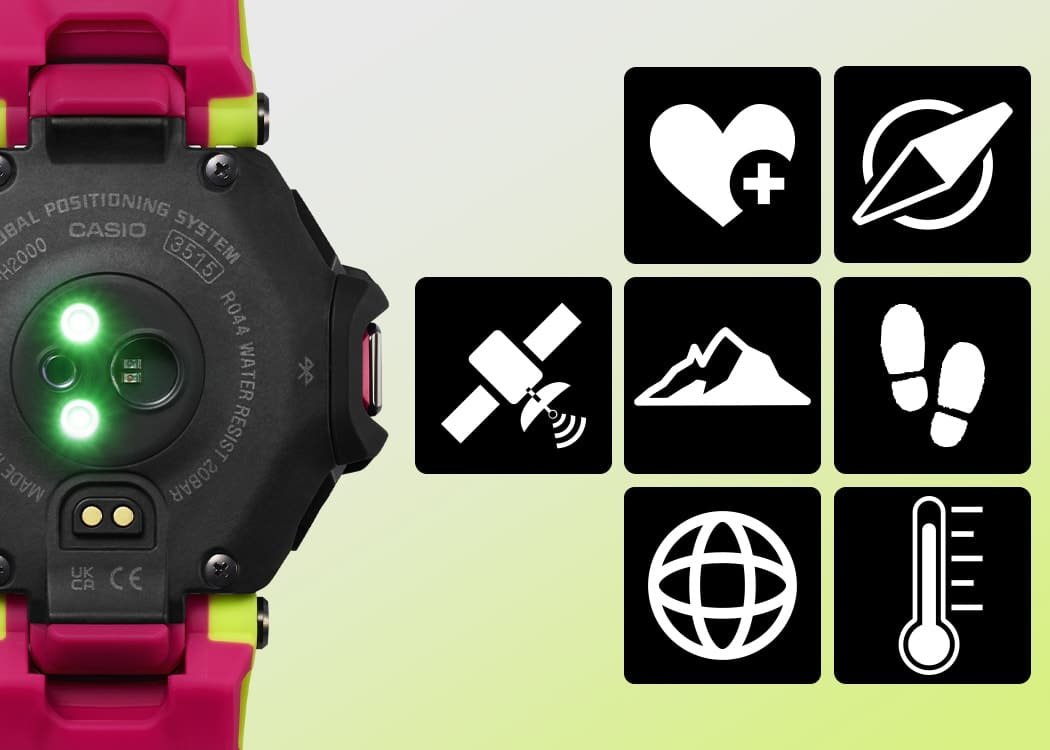 Casio G-Shock G-SQUAD Move Neon Yellow GPS Bluetooth GBDH2000-1A9 Watch