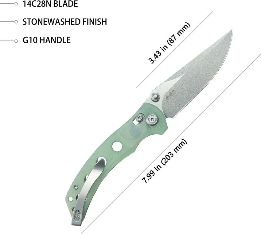 Kubey Hound Crossbar Lock Jade G10 Folding Knife Kubey