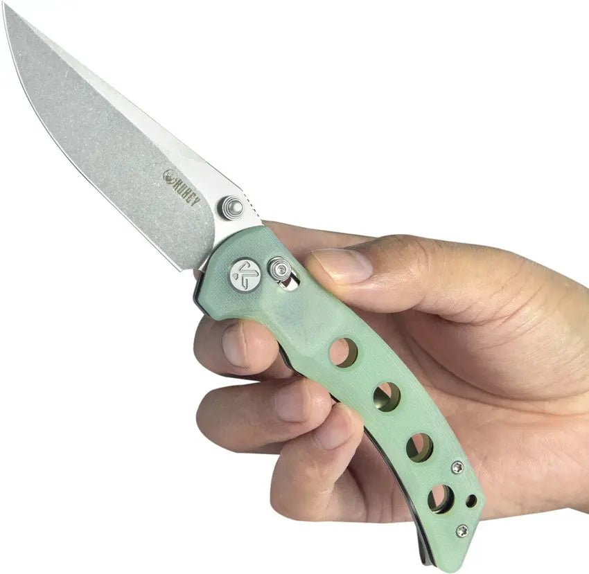 Kubey Hound Crossbar Lock Jade G10 Folding Knife Kubey