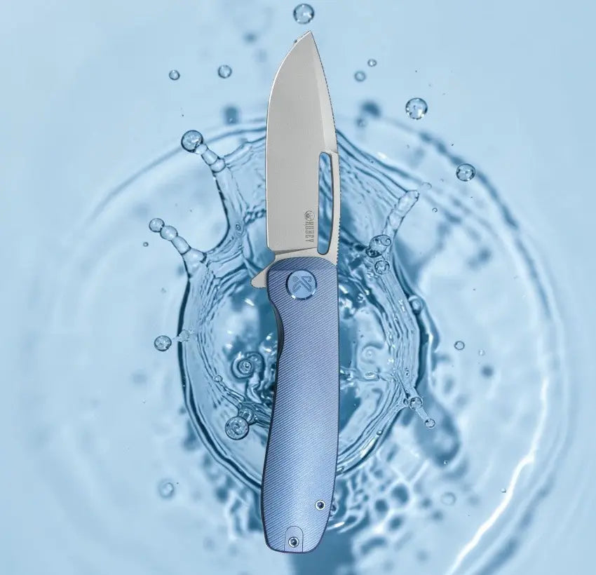 Kubey Supercell Blue Titanium Folding Knife Kubey