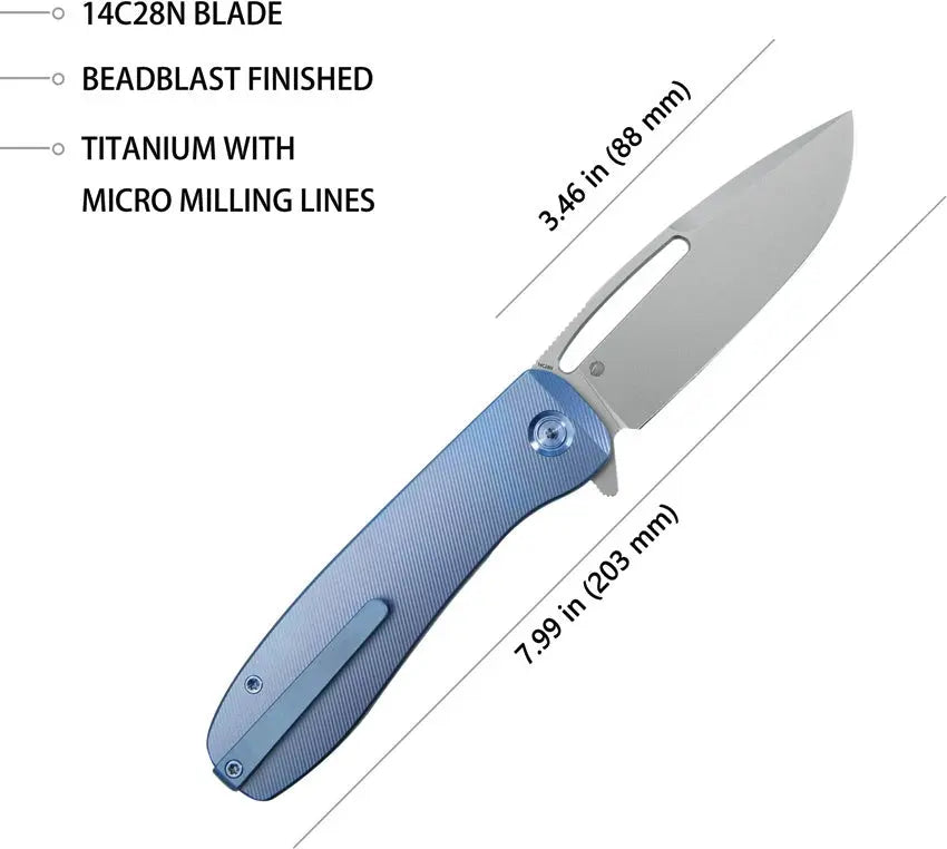 Kubey Supercell Blue Titanium Folding Knife Kubey