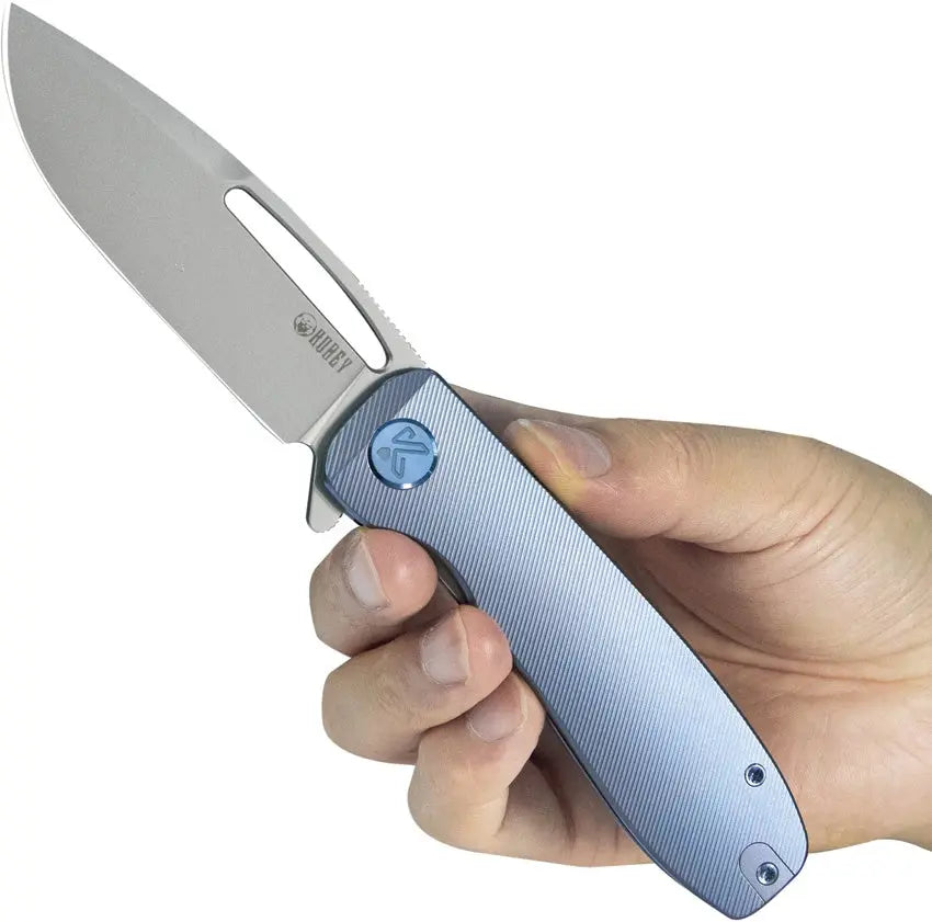 Kubey Supercell Blue Titanium Folding Knife Kubey