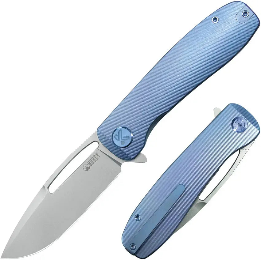 Kubey Supercell Blue Titanium Folding Knife Kubey
