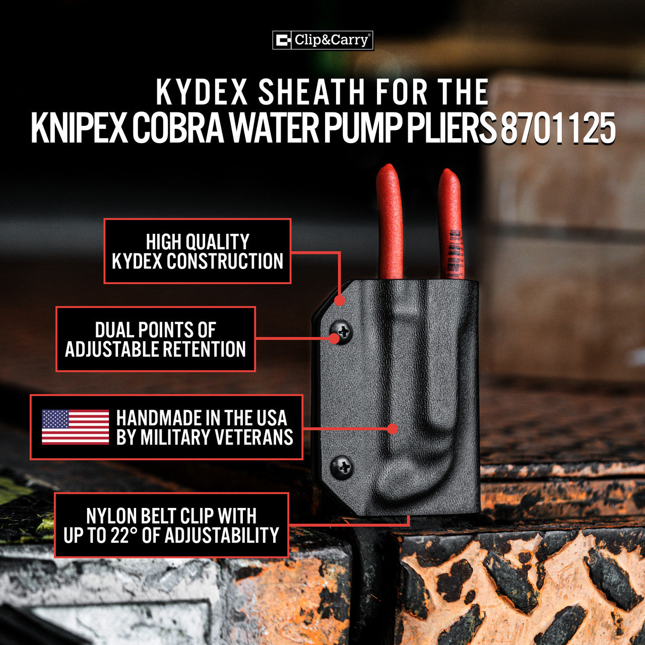 Kydex Sheath for the Knipex Cobra 125 Pliers Clip & Carry