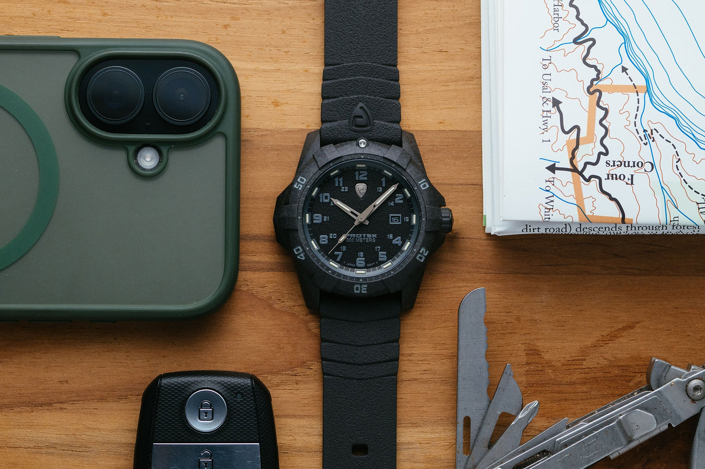 ProTek Tritium Illuminated Carbon 42MM Dive Watch PT1001