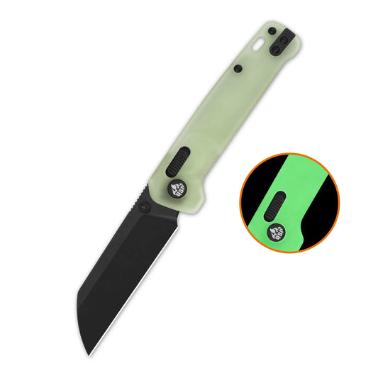 QSP Penguin Glyde Lock Black 14C28N Glow in the Dark Resin Folding Knife QSP