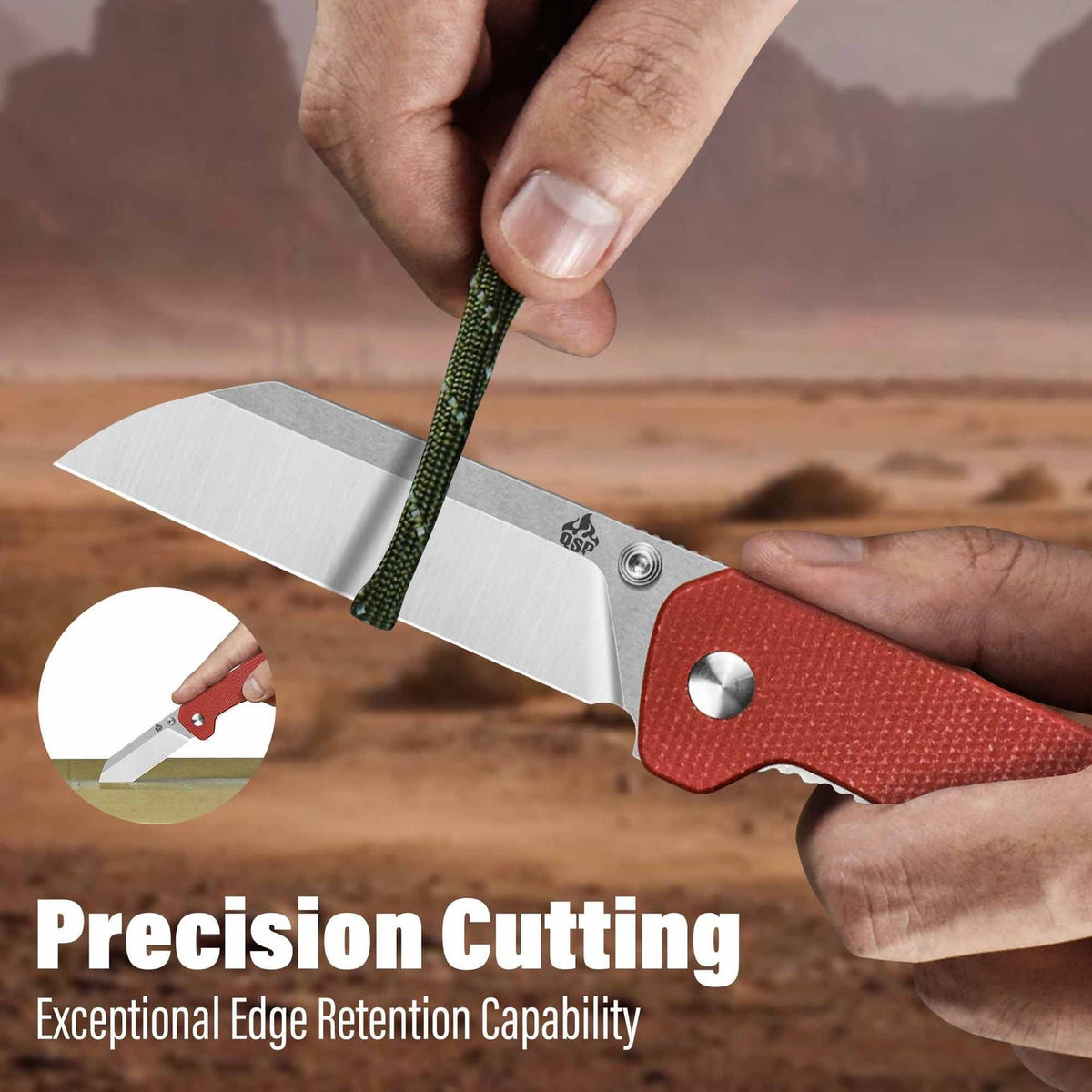 QSP Penguin V2 Liner Lock Pocket Knife D2 blade Red Micarta handle