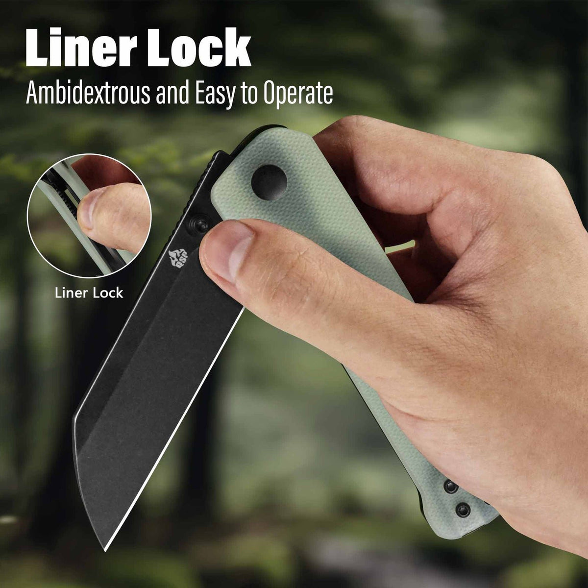 QSP Penguin V2 Liner Lock Pocket Knife D2 blade Jade G10 handle