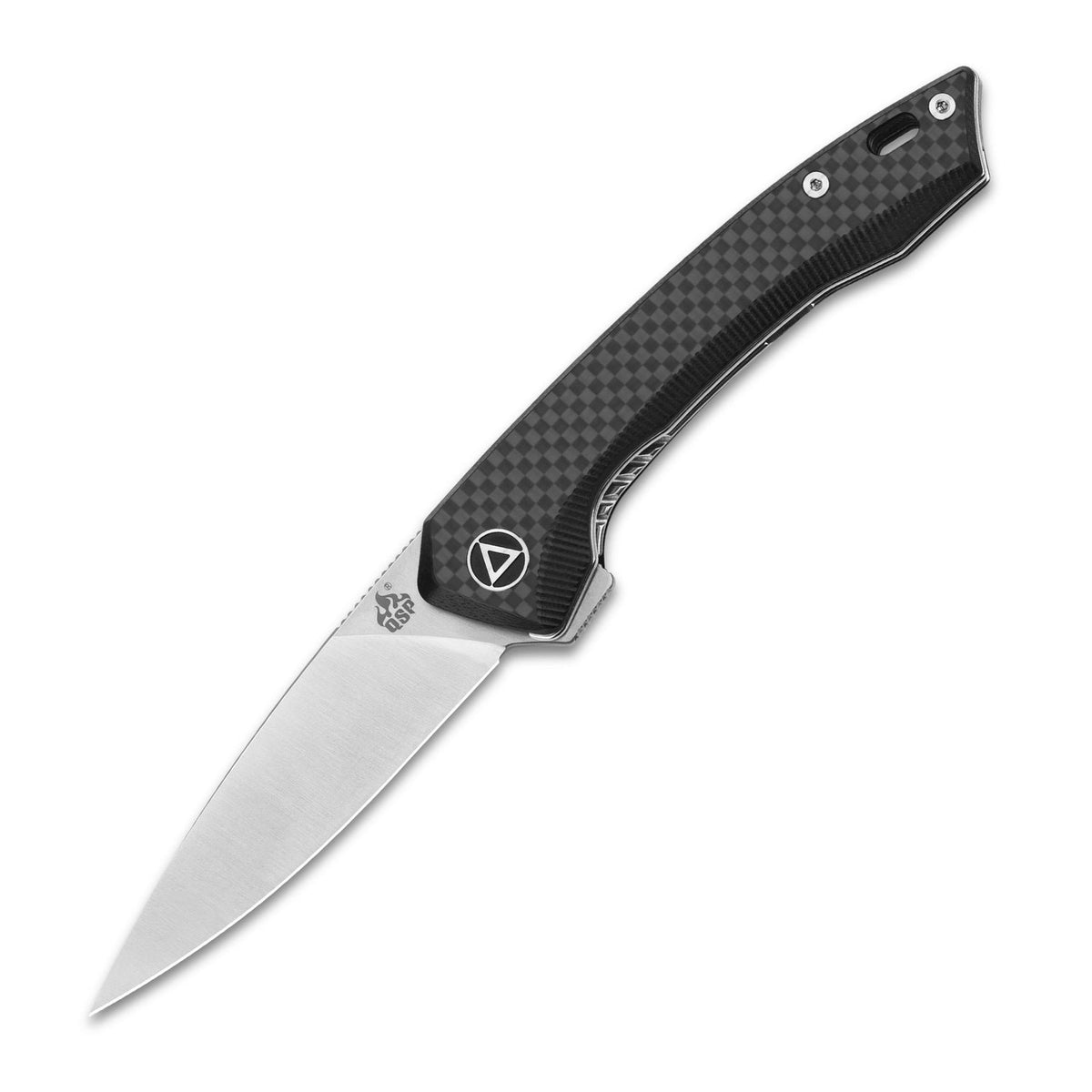 QSP Leopard Liner Lock Pocket Knife 14C28N blade CF overlay G10 handle
