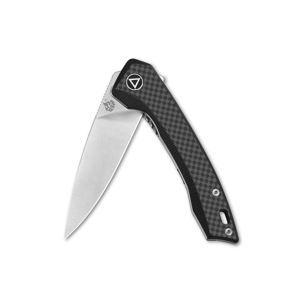 QSP Leopard Liner Lock Pocket Knife 14C28N blade CF overlay G10 handle
