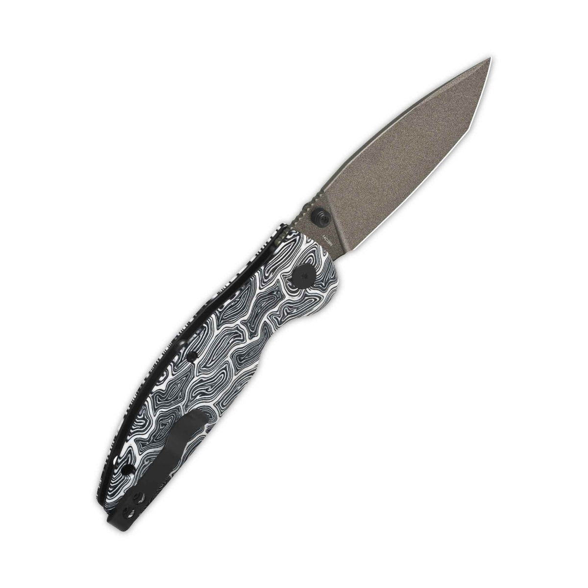 QSP Turtle Punk Champagne 14C28N Black/White G10 Liner Lock Folding Knife