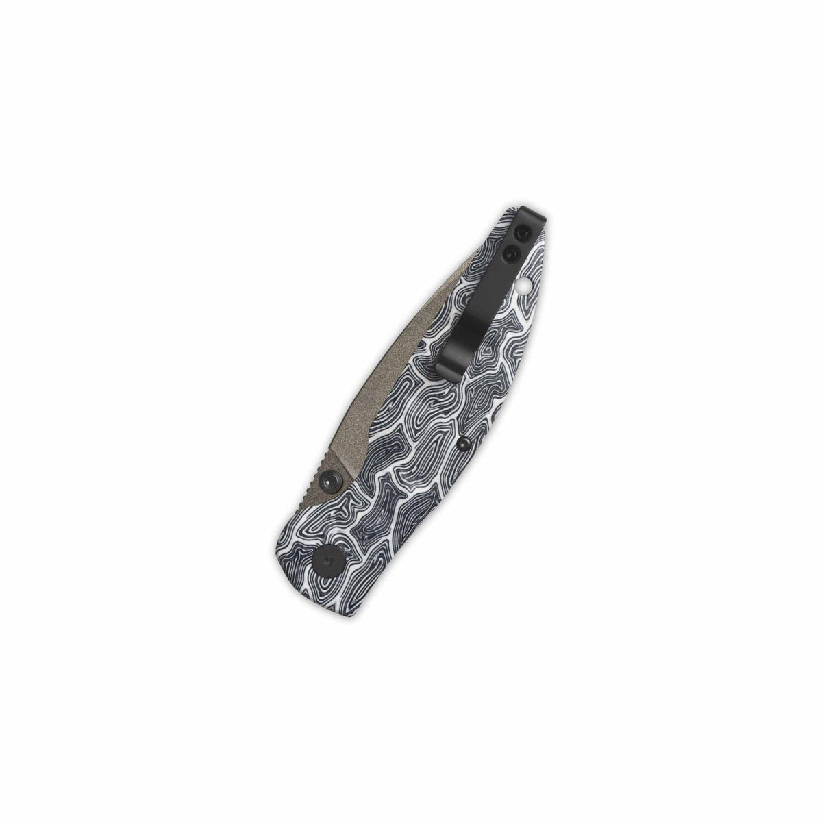 QSP Turtle Punk Champagne 14C28N Black/White G10 Liner Lock Folding Knife