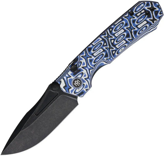Remette Rhino Black/Blue G10 Button Lock Folding Knife Remette