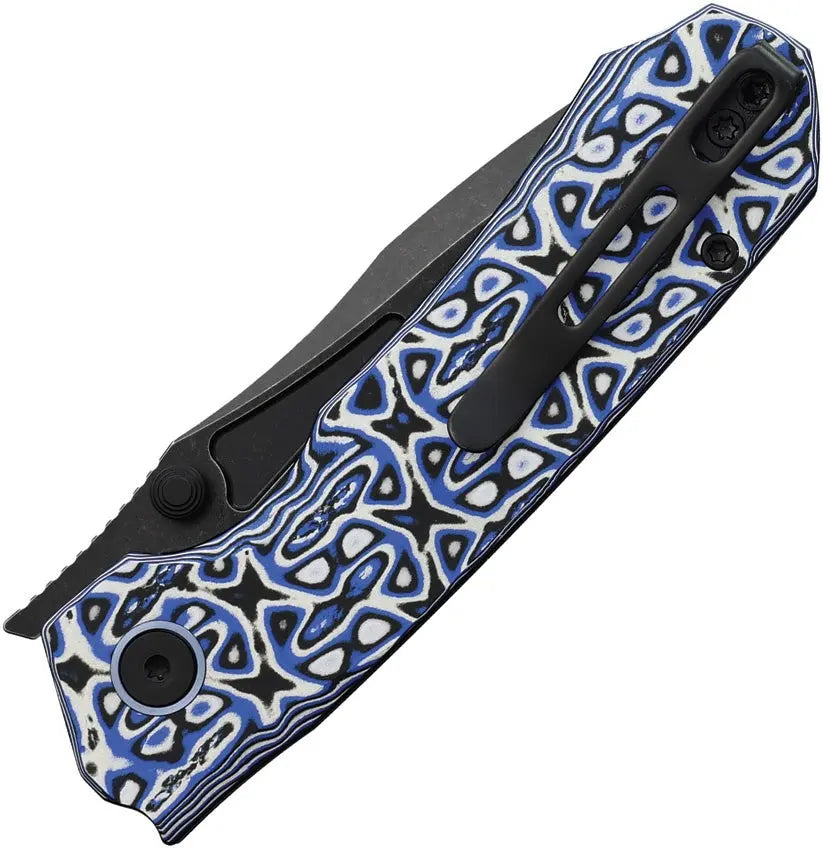 Remette Rhino Black/Blue G10 Button Lock Folding Knife Remette
