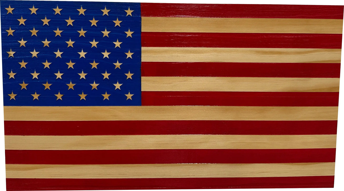 American Flag Decorative & Secure Wall-Mounted Gun Cabinet (Red & Blue) Bellewood Designs