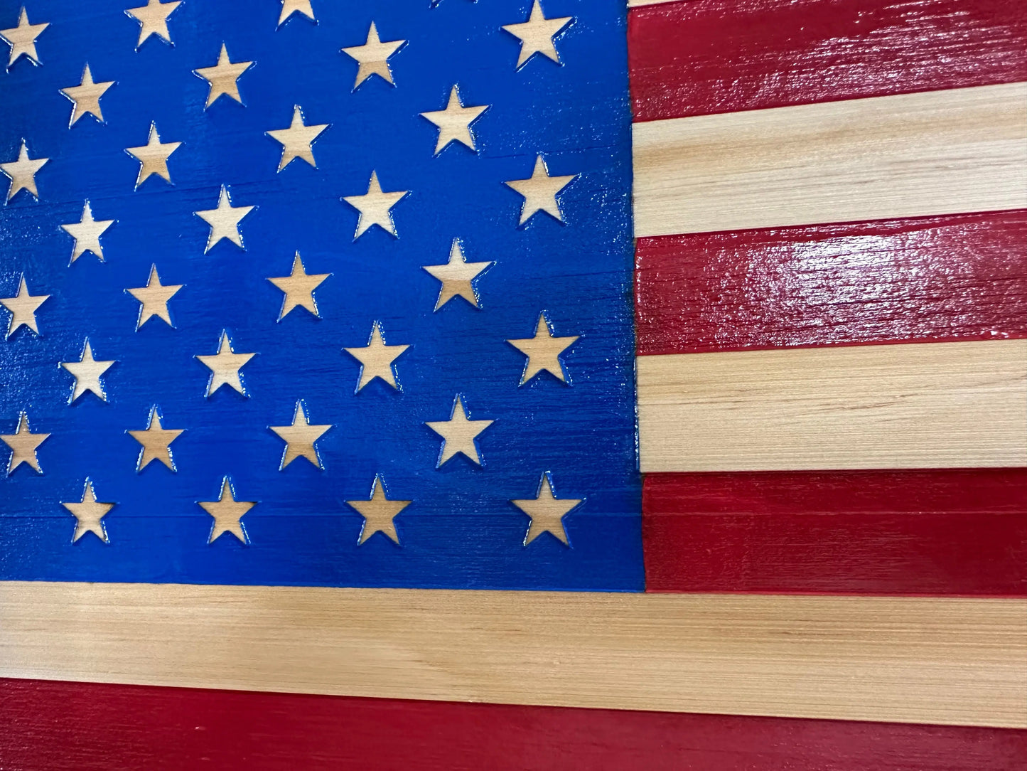 American Flag Decorative & Secure Wall-Mounted Gun Cabinet (Red & Blue) Bellewood Designs