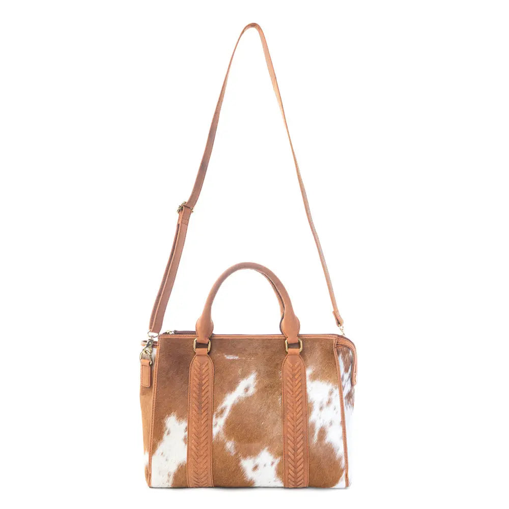 Myra Sierra Fawn Hairon Leather Concealed Carry Bag in Ivory Tan Myra USA