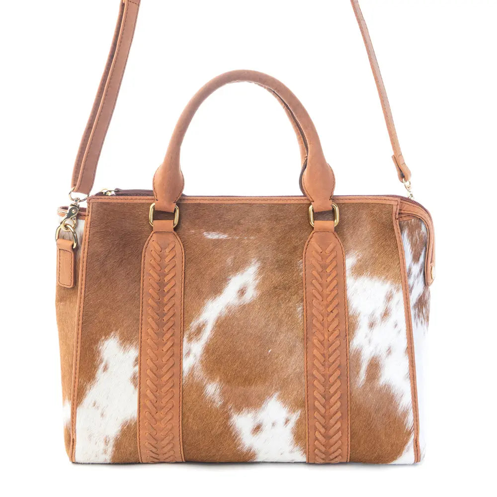 Myra Sierra Fawn Hairon Leather Concealed Carry Bag in Ivory Tan Myra USA
