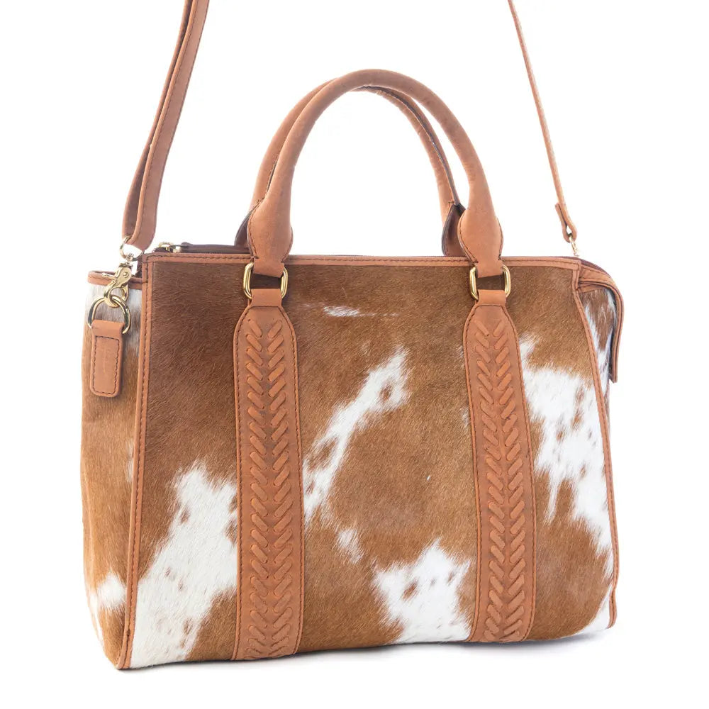 Myra Sierra Fawn Hairon Leather Concealed Carry Bag in Ivory Tan Myra USA