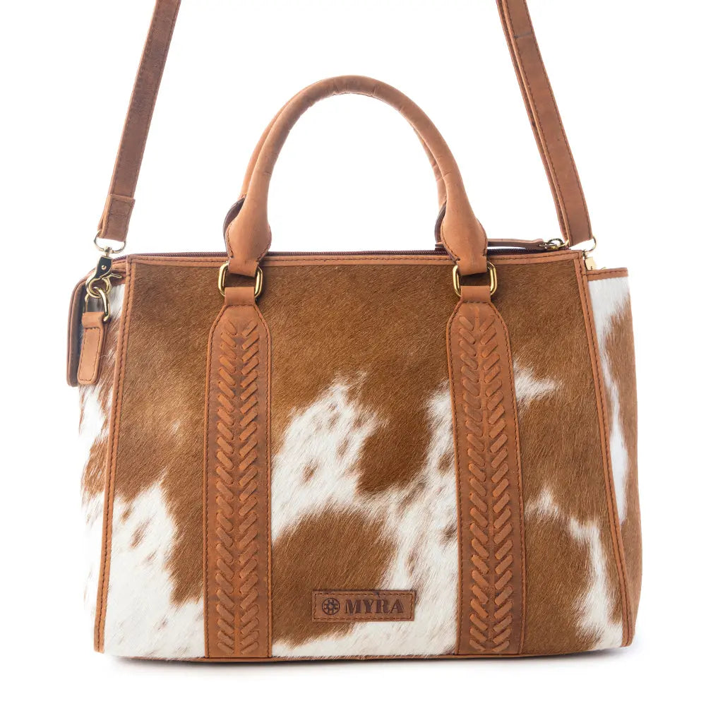 Myra Sierra Fawn Hairon Leather Concealed Carry Bag in Ivory Tan Myra USA