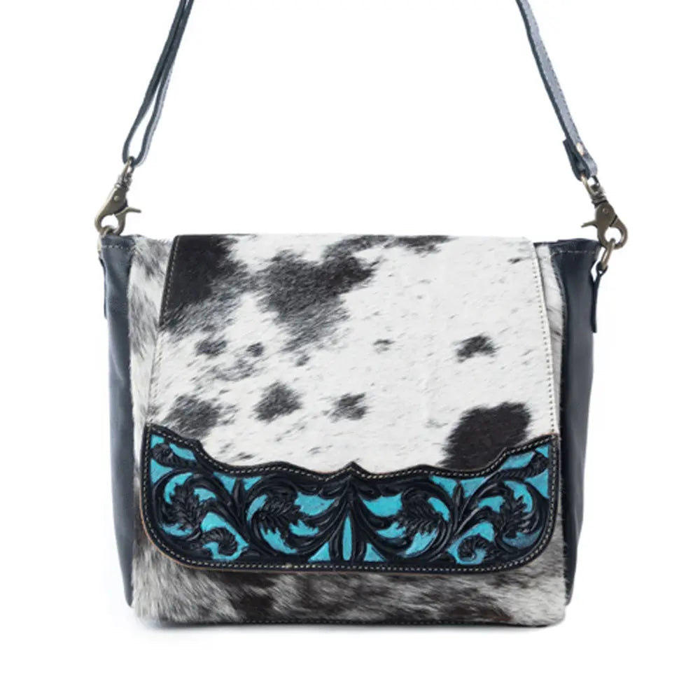 Myra Sagebrush Vale Hairon Leather Concealed Carry Bag in Onyx Frost Myra USA