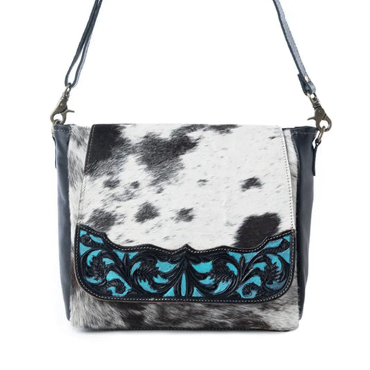 Myra Sagebrush Vale Hairon Leather Concealed Carry Bag in Onyx Frost Myra USA