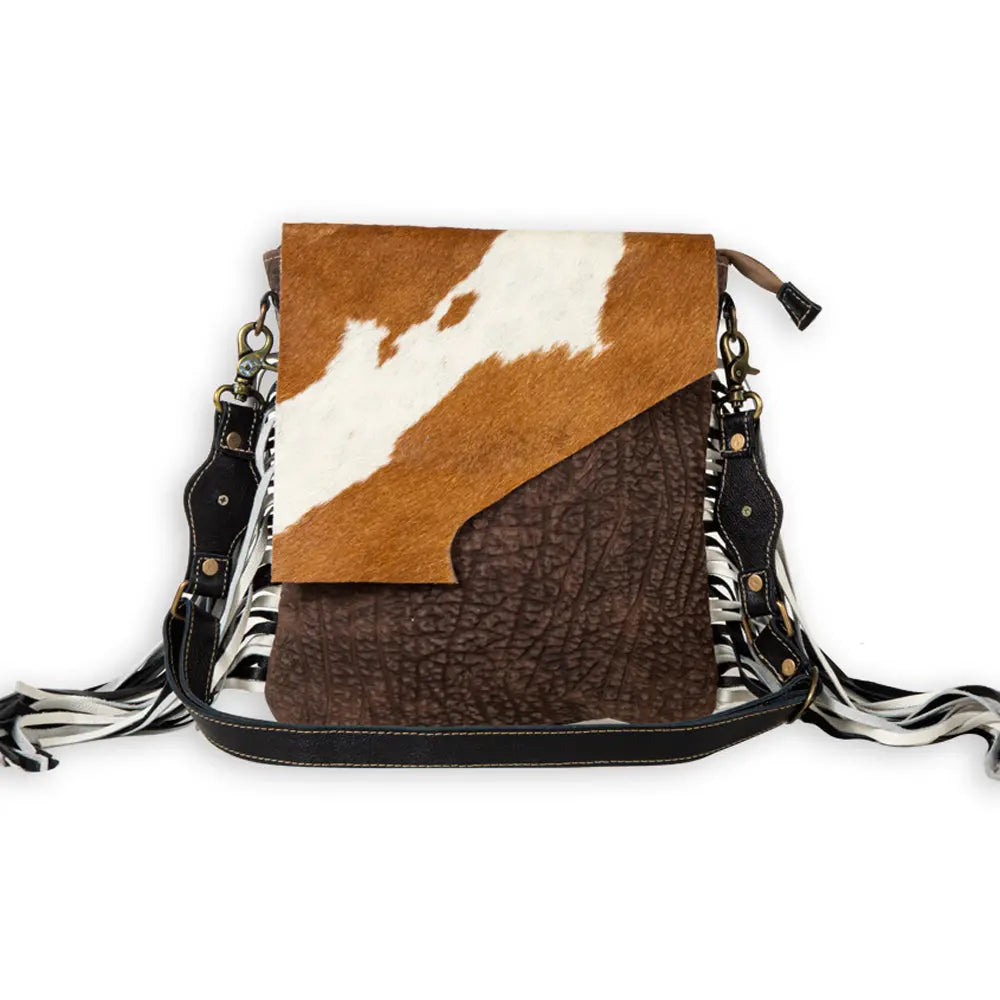 Stratford Trail Fringed Concealed-Carry Bag In Brown & White Myra USA