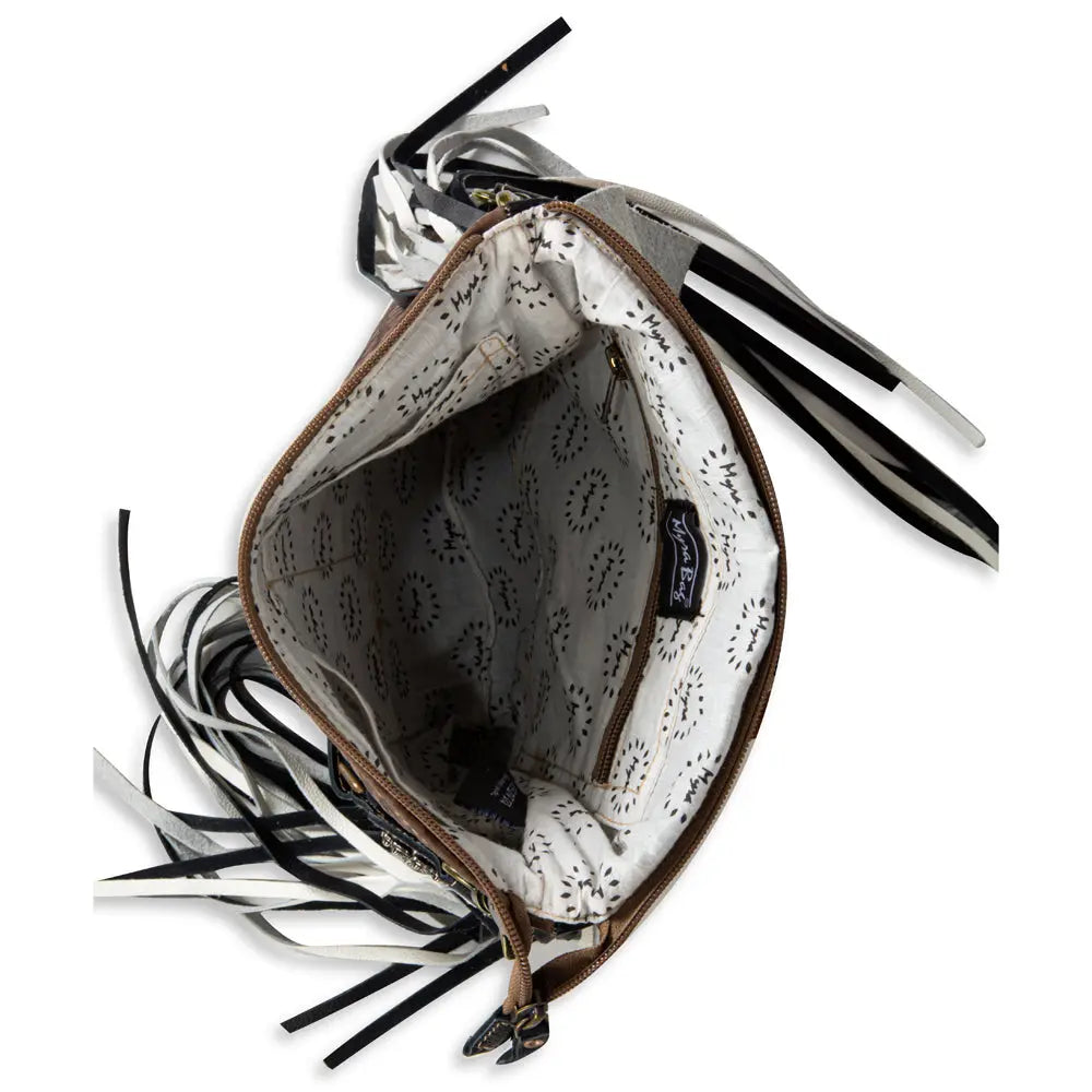 Stratford Trail Fringed Concealed-Carry Bag In Brown & White Myra USA