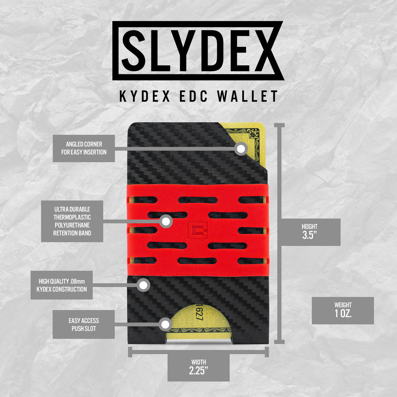SLYDEX - Kydex Minimalist EDC Wallet Clip & Carry