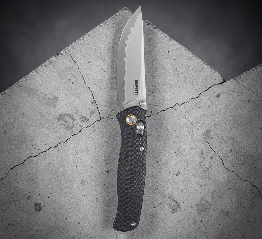 SRM 255L-CB2 Carbon Fiber Ambi-Lock 140Cr Folding Knife