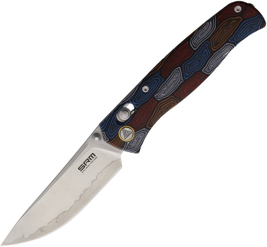 SRM 255L-CQ2 Damascus Style G10 Ambi-Lock 140Cr Folding Knife