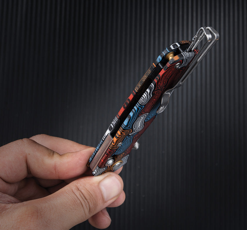 SRM 255L-CQ2 Damascus Style G10 Ambi-Lock 140Cr Folding Knife