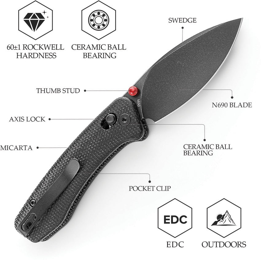 Trivisa Koala Small Black Bohler N690 Crossbar Lock Folding Knife