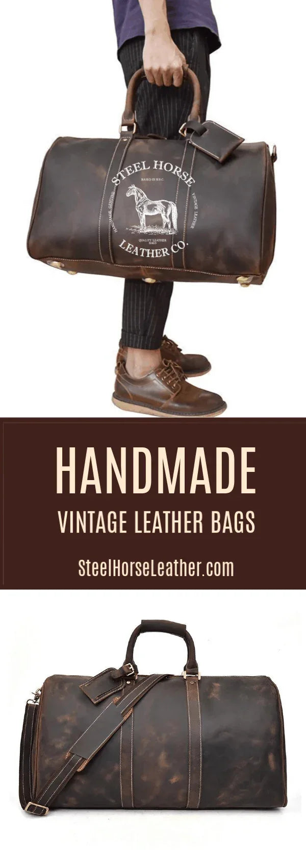 The Bjarke Weekender | Handcrafted Leather Duffle Bag STEEL HORSE LEATHER