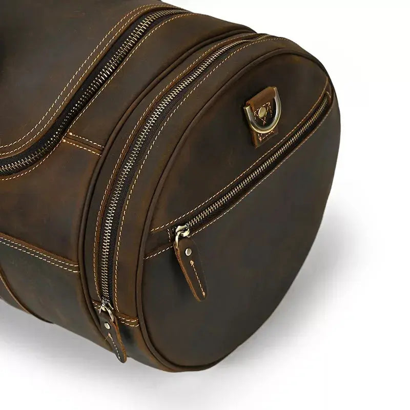 The Wainwright Weekender | Round  Vintage Leather Weekender STEEL HORSE LEATHER