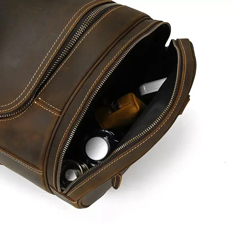 The Wainwright Weekender | Round  Vintage Leather Weekender STEEL HORSE LEATHER