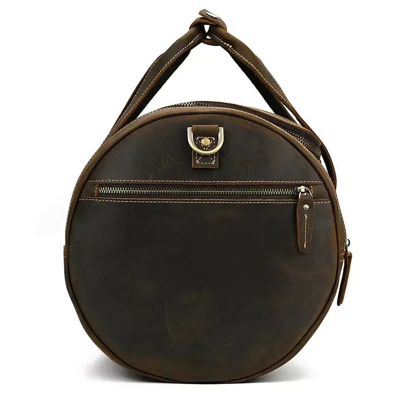 The Wainwright Weekender | Round  Vintage Leather Weekender STEEL HORSE LEATHER