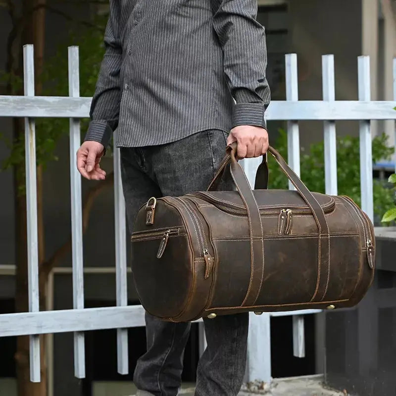 The Wainwright Weekender | Round  Vintage Leather Weekender STEEL HORSE LEATHER