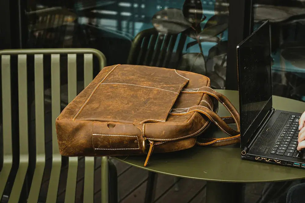 The Welch Briefcase | Vintage Leather Messenger Bag STEEL HORSE LEATHER