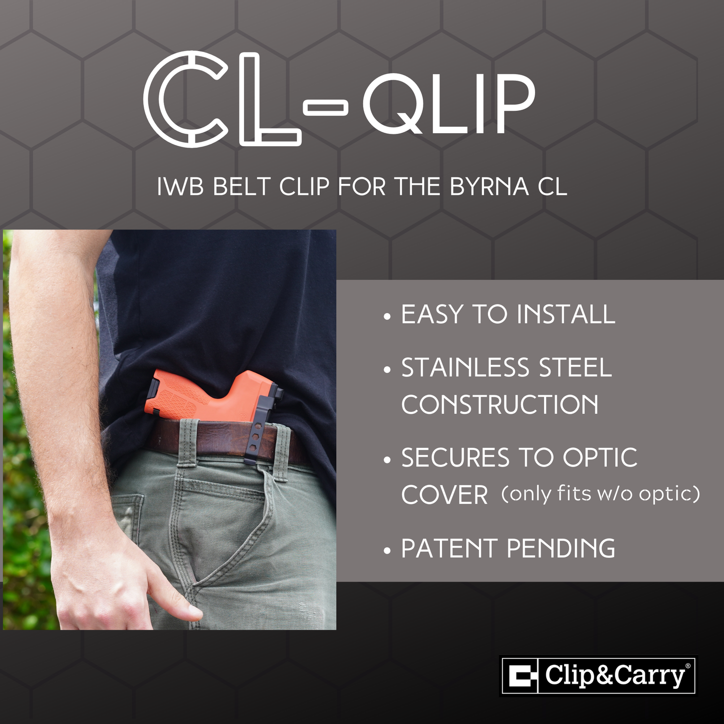 CL-Qlip Stainless Steel IWB Clip for Byrna CL