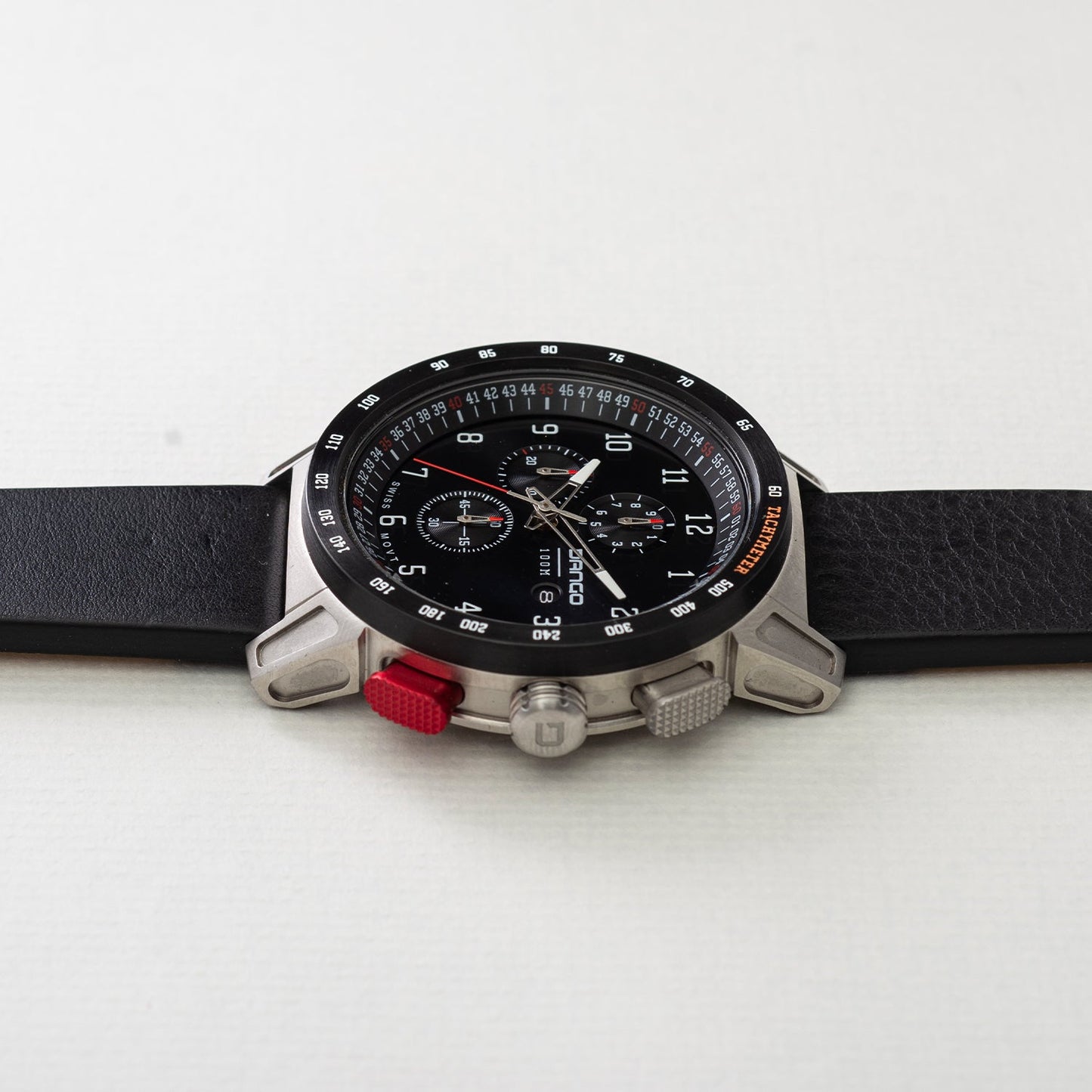 Dango CR-01 - Chrono Watch with Italian Leather Strap - Jet Black
