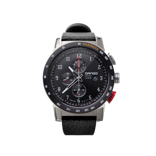 Dango CR-01 - Chrono Watch with Italian Leather Strap - Jet Black