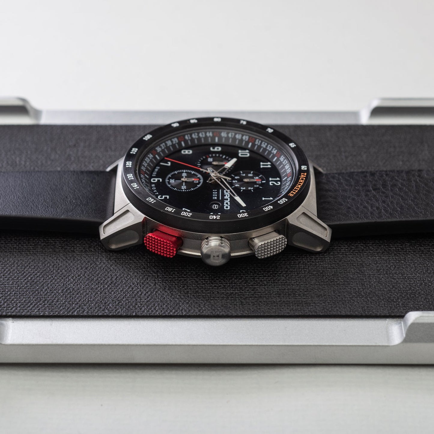 Dango CR-01 - Chrono Watch with Italian Leather Strap - Jet Black