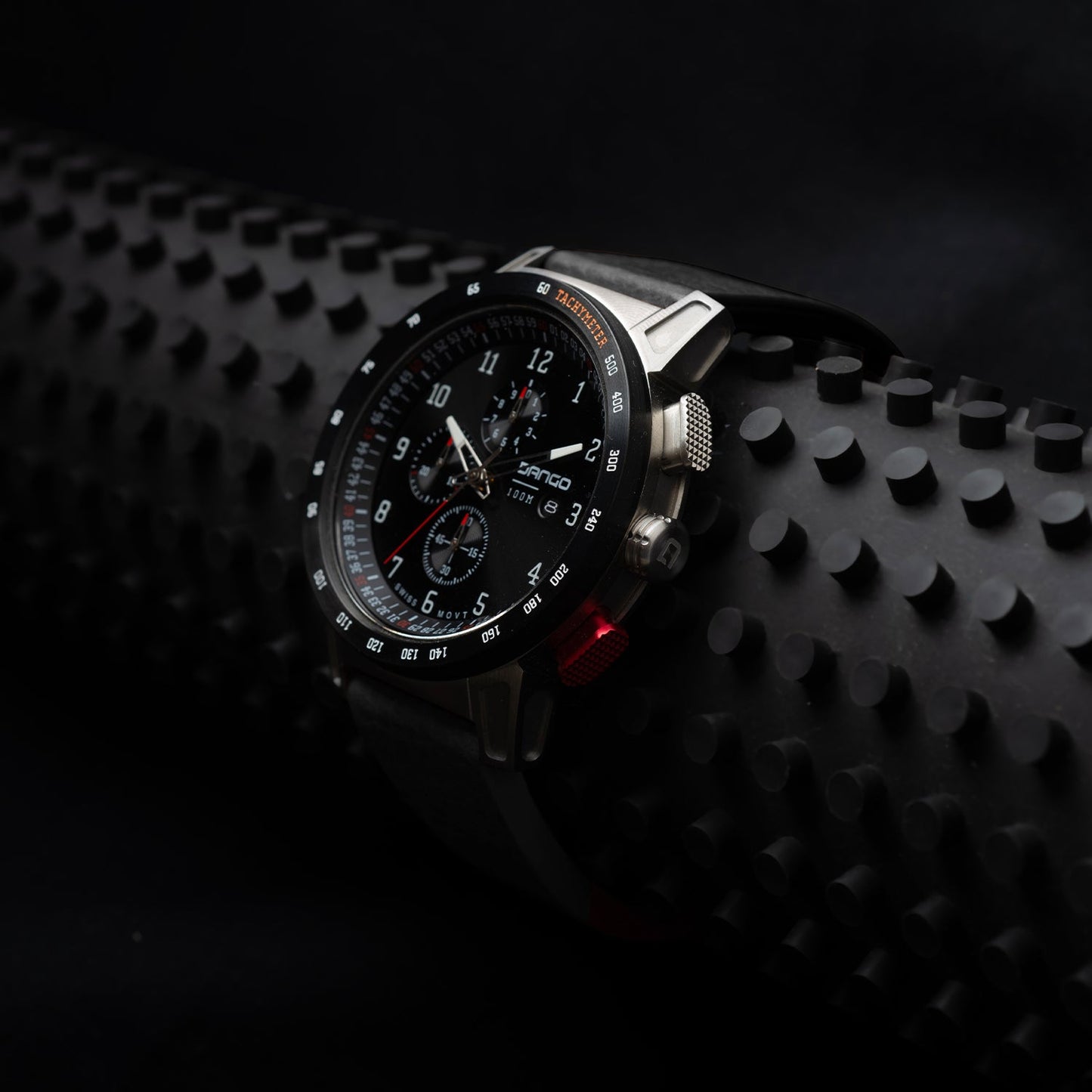Dango CR-01 - Chrono Watch with Italian Leather Strap - Jet Black