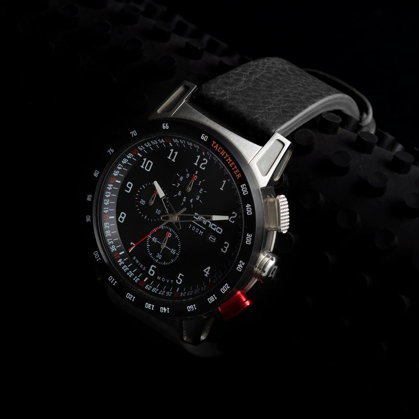 Dango CR-01 - Chrono Watch with Italian Leather Strap - Jet Black