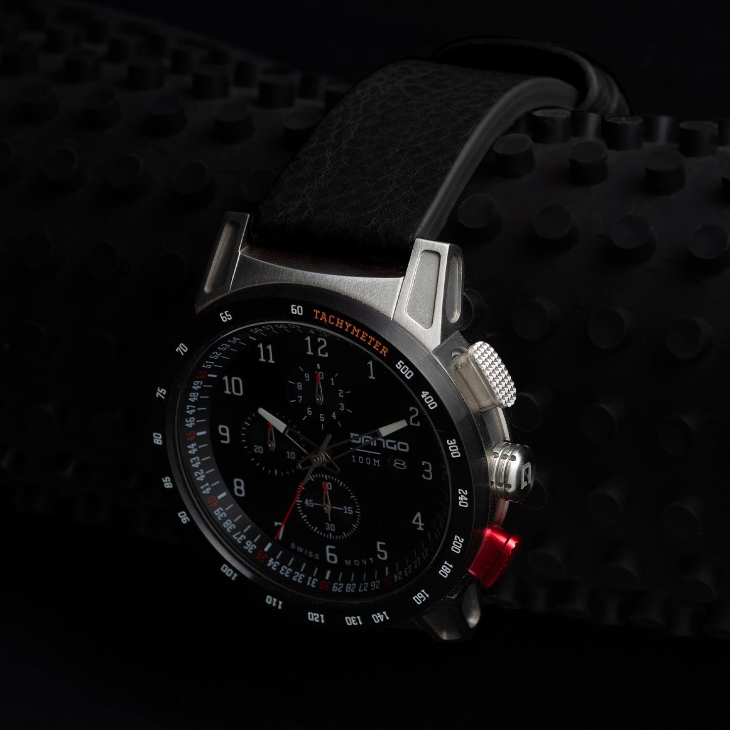 Dango CR-01 - Chrono Watch with Italian Leather Strap - Jet Black